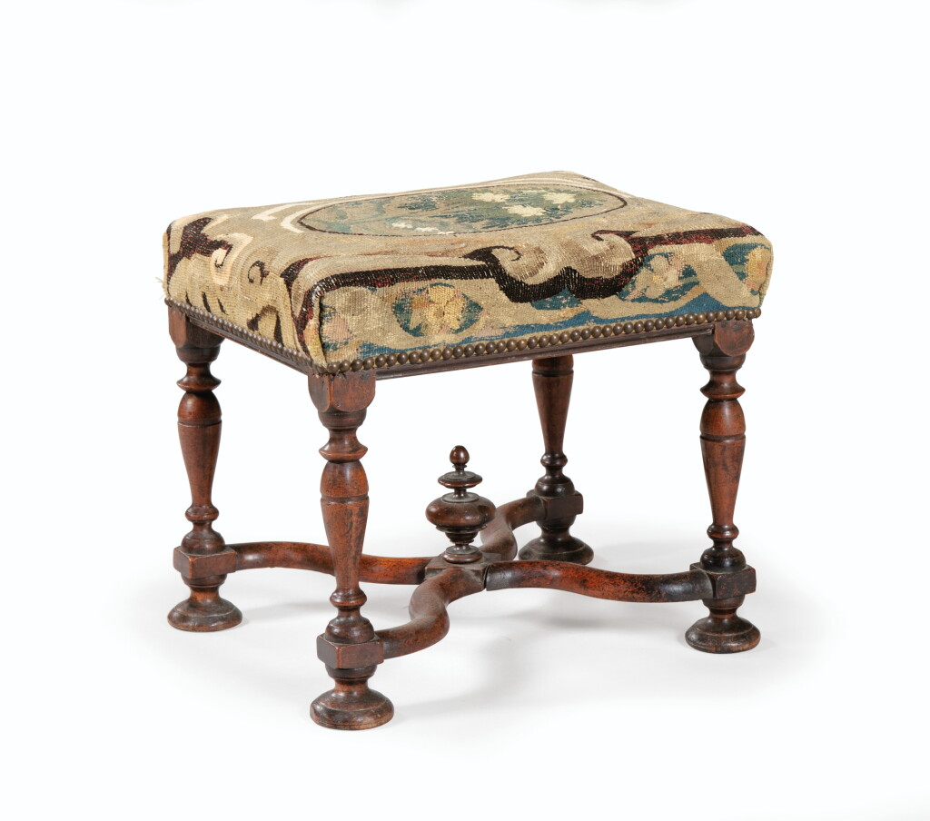 View full screen - View 1 of Lot 6. A LOUIS XIV WALNUT STOOL | TABOURET EN NOYER D'ÉPOQUE LOUIS XIV.