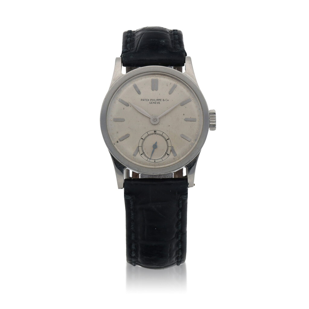 View full screen - View 1 of Lot 72. Calatrava, Ref. 96 Stainless steel wristwatch Circa 1945.