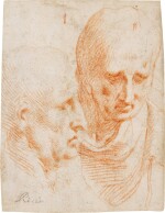 Recto: Study of the head of a philosopher seen frontally and in profile Verso: a sketch of the same in profile