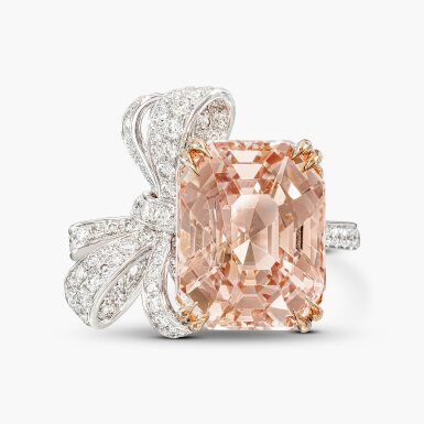 View full screen - View 1 of Lot 1794. Padparadscha Sapphire and Diamond Ring | 17.17克拉 天然「斯里蘭卡」未經加熱橙粉紅色剛玉 配 鑽石 戒指.