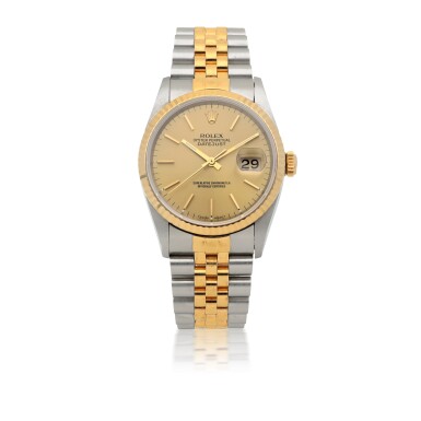 View full screen - View 1 of Lot 121. ROLEX | DATEJUST, REF 16233 STAINLESS STEEL AND YELLOW GOLD WRISTWATCH WITH DATE AND BRACELET CIRCA 1995.