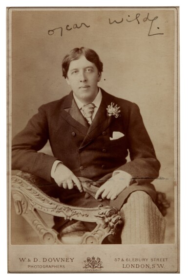 View full screen - View 1 of Lot 127. Oscar Wilde | signed photograph, with a signed photograph of his wife, early 1890s.