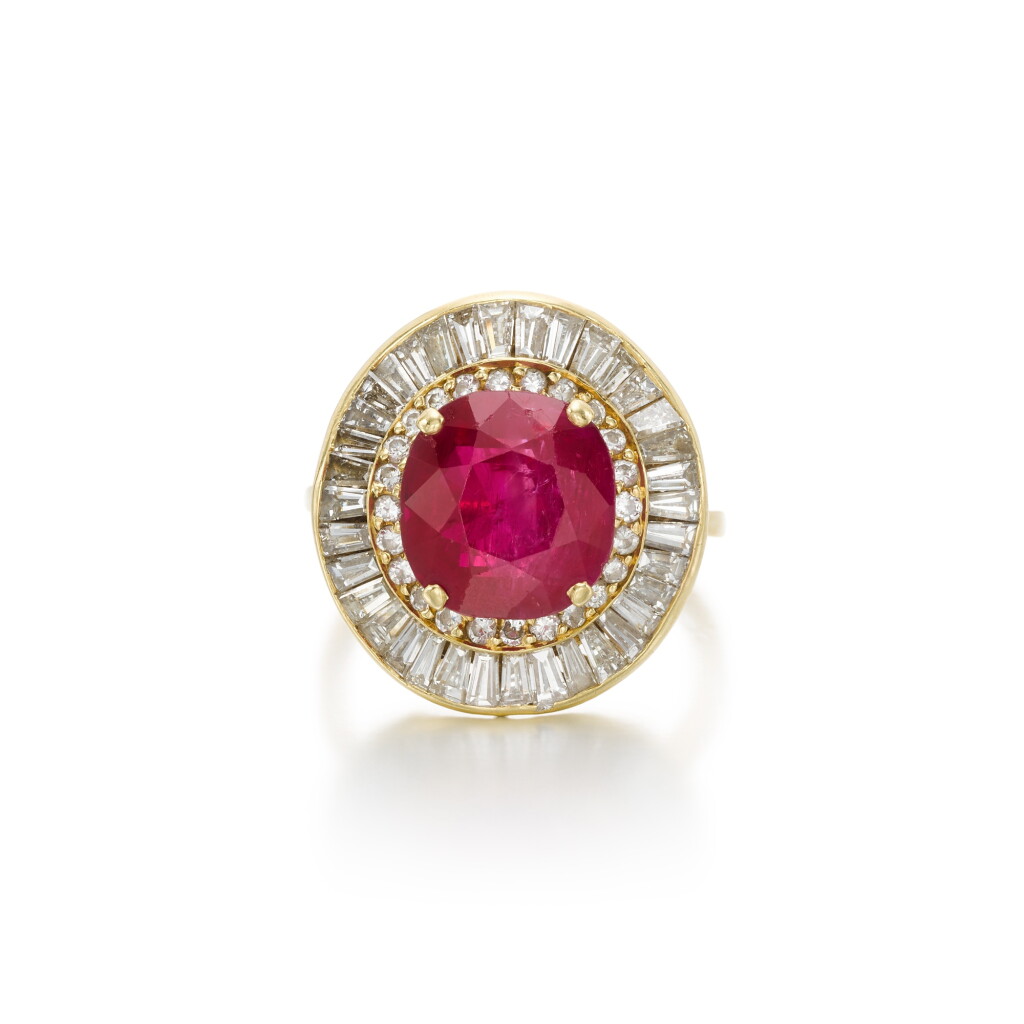 View full screen - View 1 of Lot 57. Ruby and Diamond Ring.