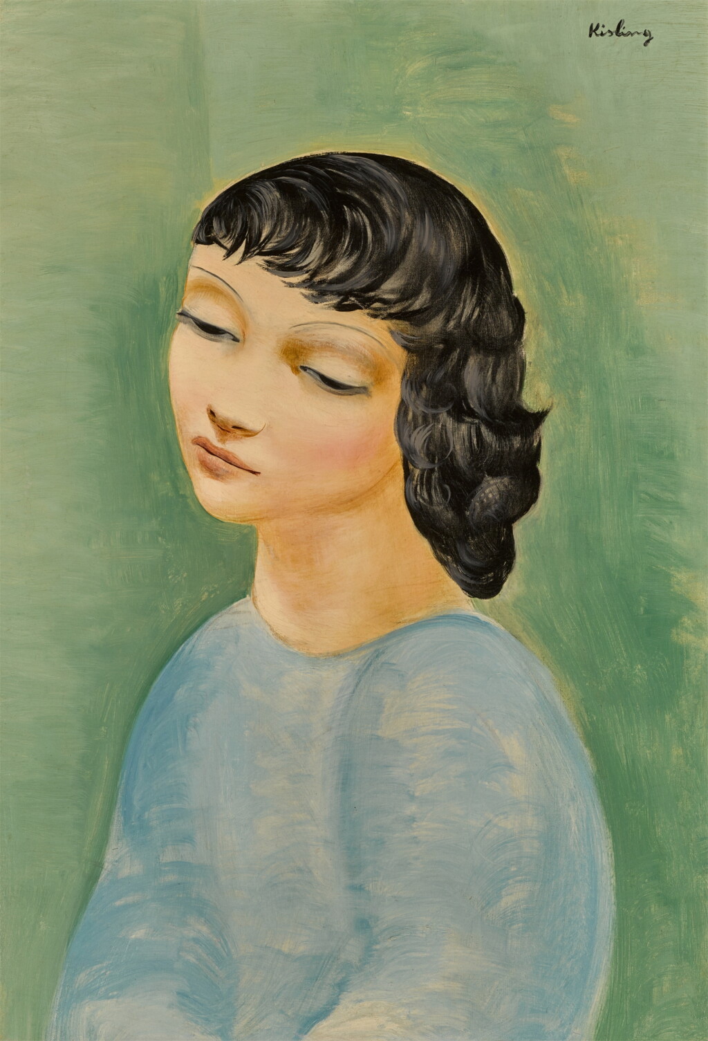 View full screen - View 1 of Lot 32. Jeune fille au corsage bleu.