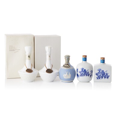 View full screen - View 1 of Lot 8199. Nikka Tsuru, Suntory & Glenfiddich Ceramic Bottles Mixed Lot (2 BT70, 1 BT75, 2 BT76).