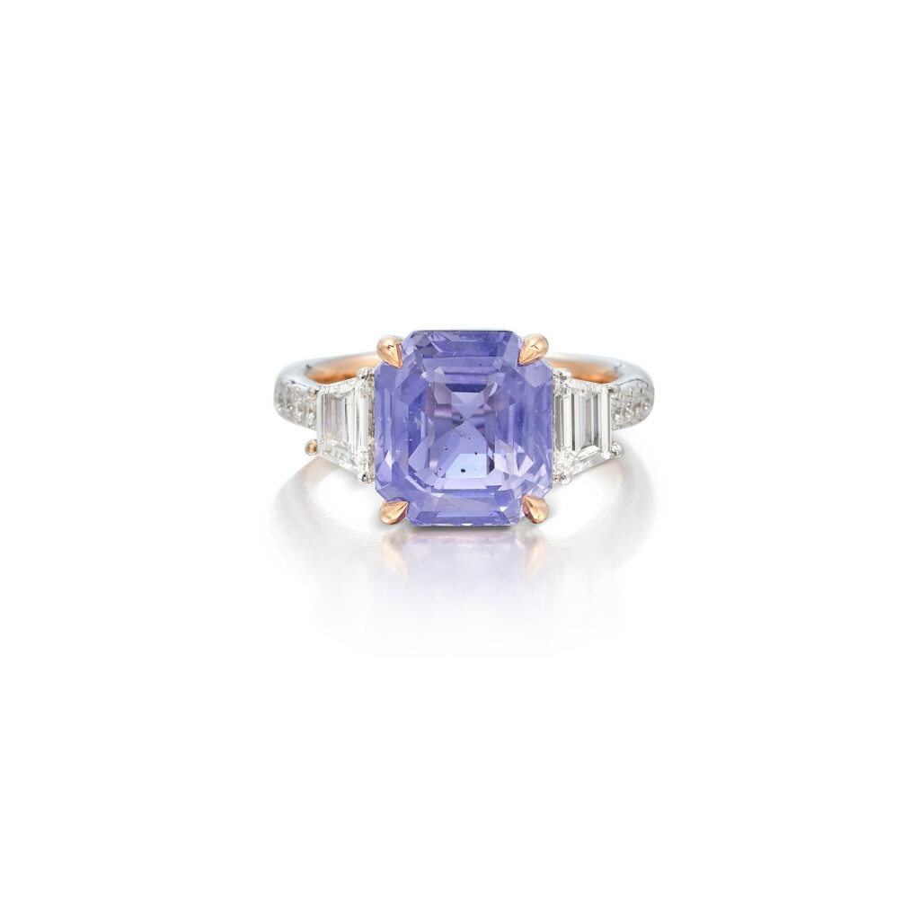 View full screen - View 1 of Lot 199. Purple Sapphire and Diamond Ring.