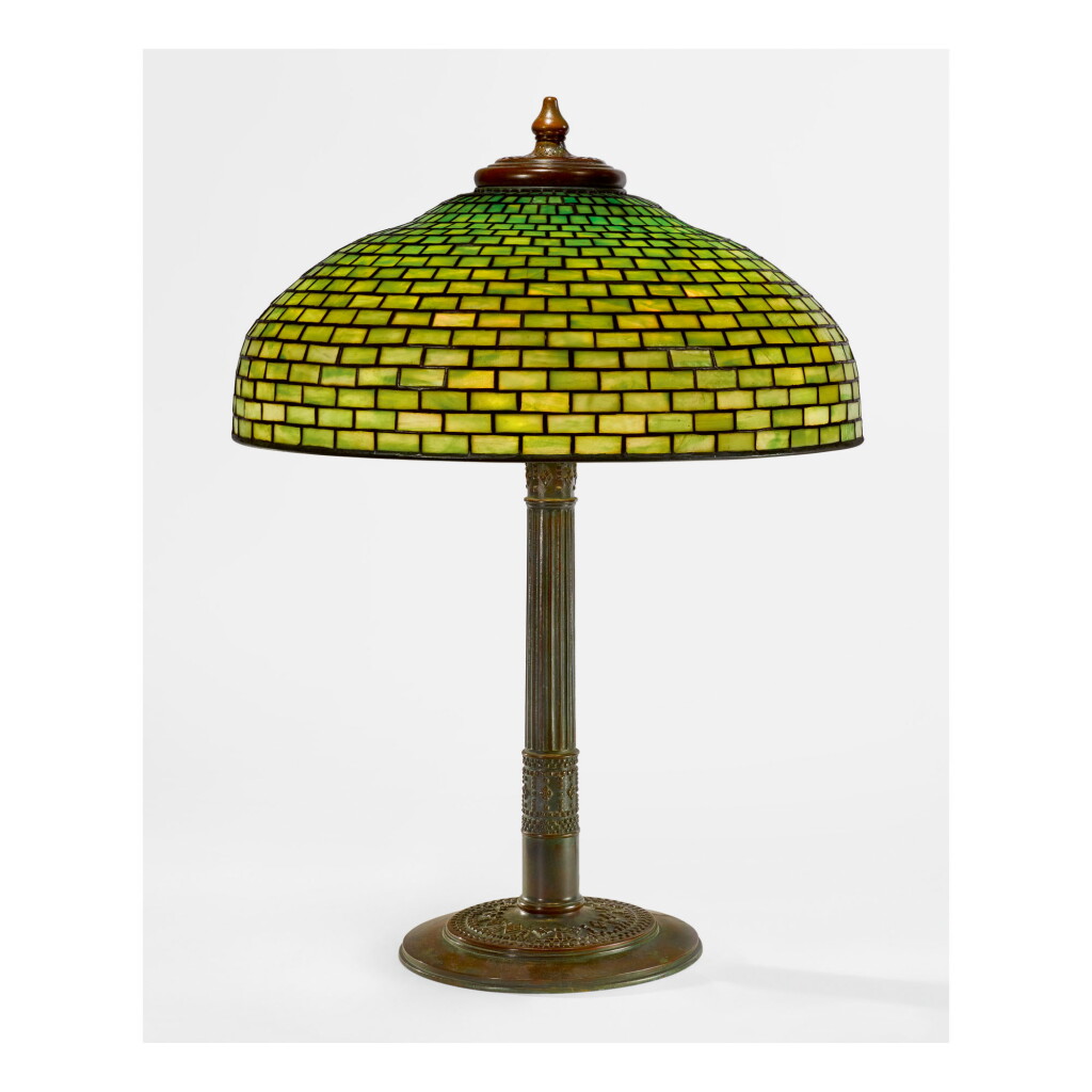 View full screen - View 1 of Lot 59. TIFFANY STUDIOS | "GEOMETRIC" TABLE LAMP.