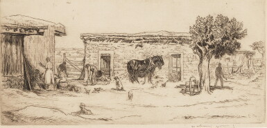 View full screen - View 1 of Lot 1123. Plowing Landscape with Horses.
