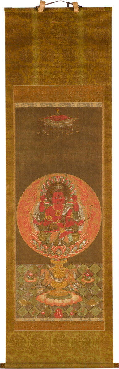 View full screen - View 1 of Lot 74. Anonymous, The Wisdom King of Passion (Aizen Myo'o), Edo period, 17th century.