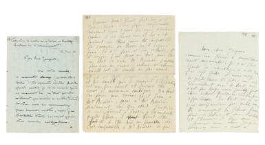View full screen - View 1 of Lot 165. 3 lettres à Jacques Rivière, 1921-1922, dictées. Sur la parution d'extraits de la Recherche dans la NRF.