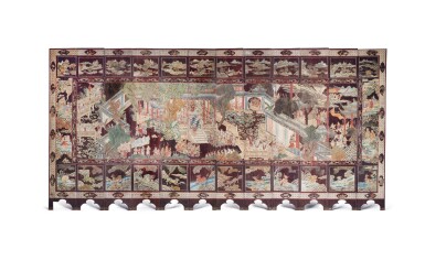 View full screen - View 1 of Lot 74. A twelve-panel lacquer 'birthday' coromandel screen, Qing dynasty, Kangxi period.