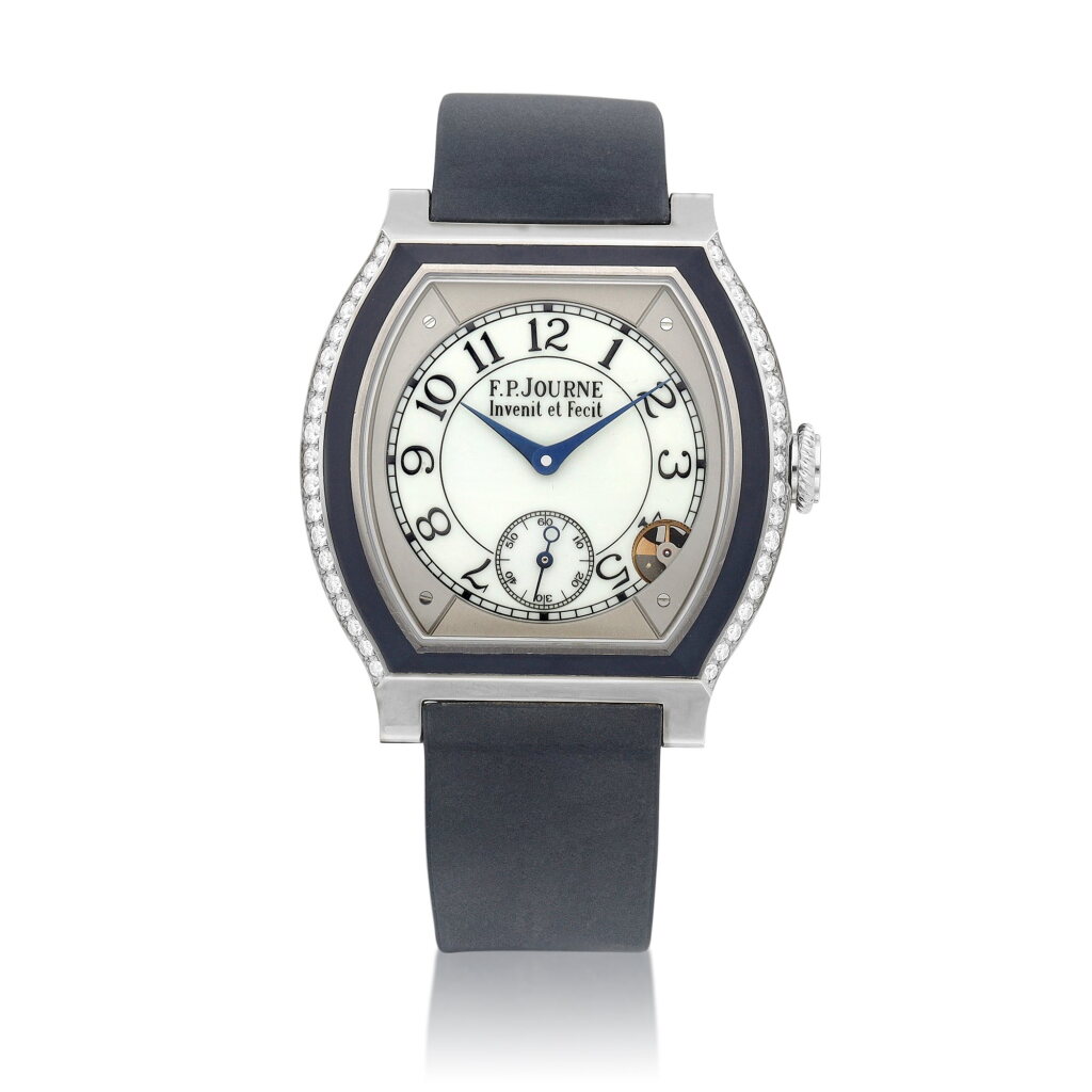 View full screen - View 1 of Lot 2145. Élégante | A titanium and diamond-set wristwatch, Circa 2015 | F.P. Journe | élégante | 鈦金屬鑲鑽石腕錶,約2015年製.