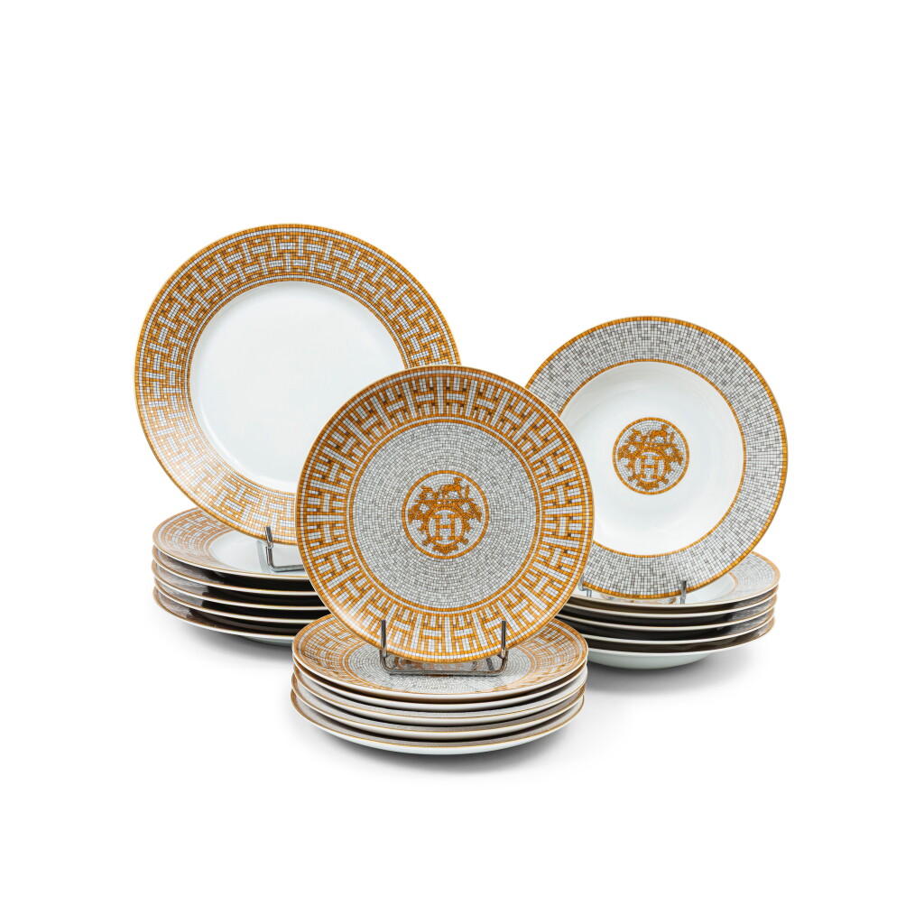 View full screen - View 1 of Lot 780. Set of Eighteen Mosaïque au 24 Gold Table Service.