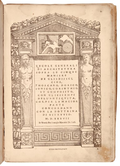 View full screen - View 1 of Lot 603. Serlio, Regole generali di architettura, Venice, 1537, contemporary limp vellum.