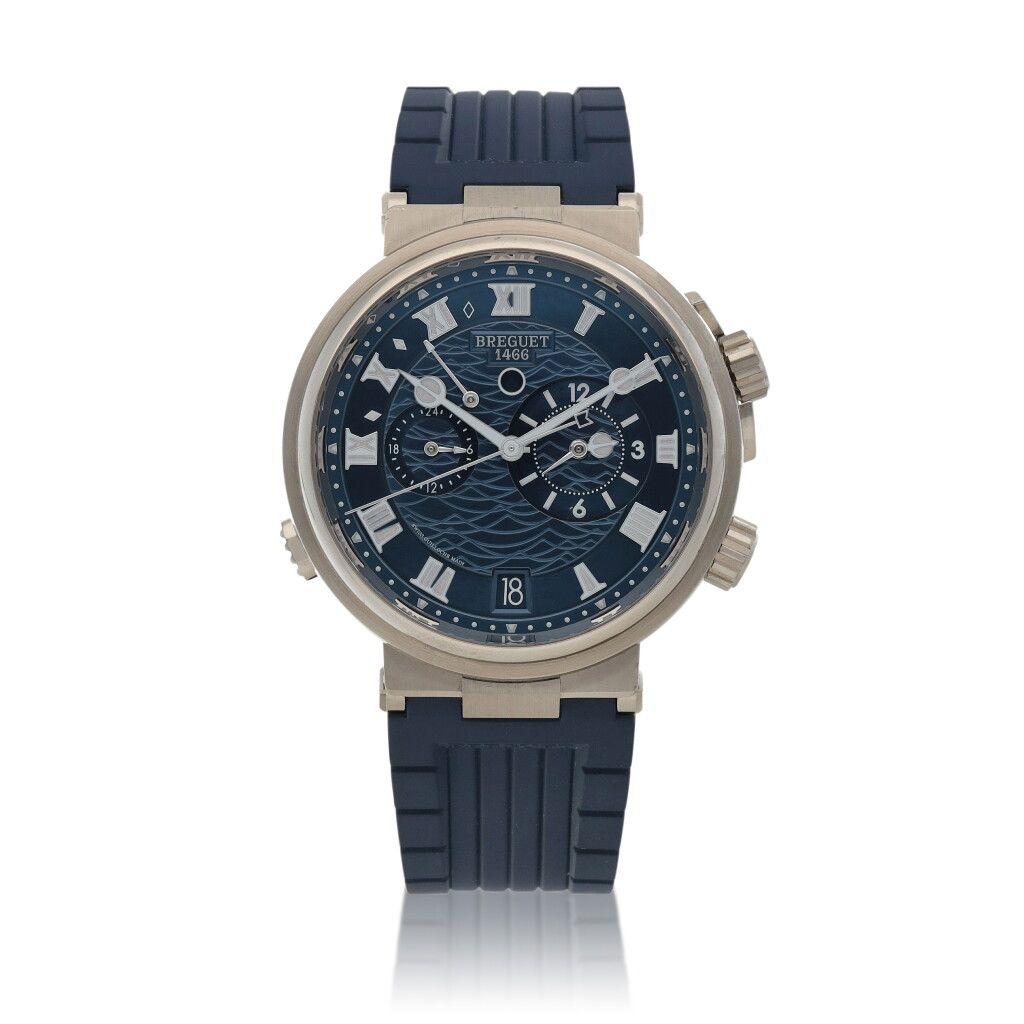 View full screen - View 1 of Lot 536. Marine Alarme Musicale, Ref. G5547BB/ Y2/9ZU White gold alarm wristwatch with date, second time zone, alarm power reserve and on/off indications Circa 2019.
