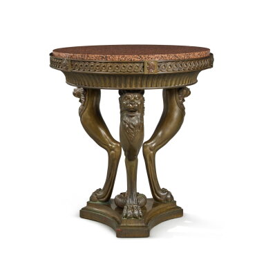 View full screen - View 1 of Lot 382. An Empire Style Circular Patinated-Bronze Center Table, 19th Century.