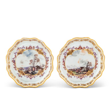 View full screen - View 1 of Lot 553. Two Meissen porcelain shaped circular stands, circa 1728.