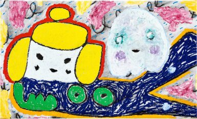 View full screen - View 1 of Lot 3047. Pajama Girl and Ghost Reclining in Shortcake Sky | 睡衣女孩和鬼魂在酥餅天空躺著.