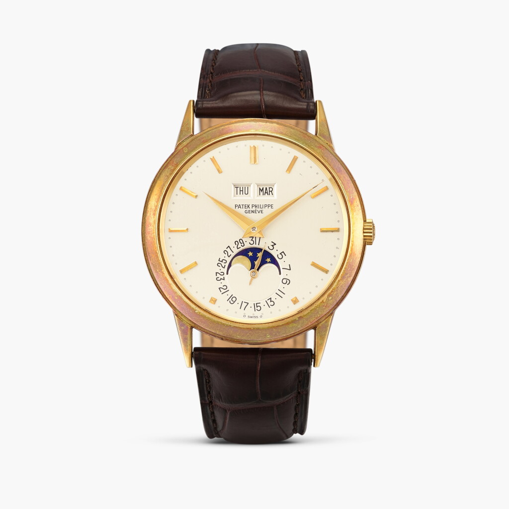 View full screen - View 1 of Lot 2320. Padellone “Third Series”, Reference 3448 | A yellow gold perpetual calendar wristwatch with moon phases, Made in 1971.