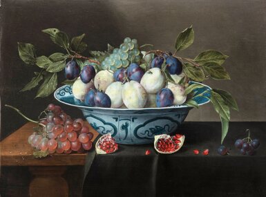 View full screen - View 1 of Lot 10. Still life with Plums in a Wanli Porcelain Bowl .