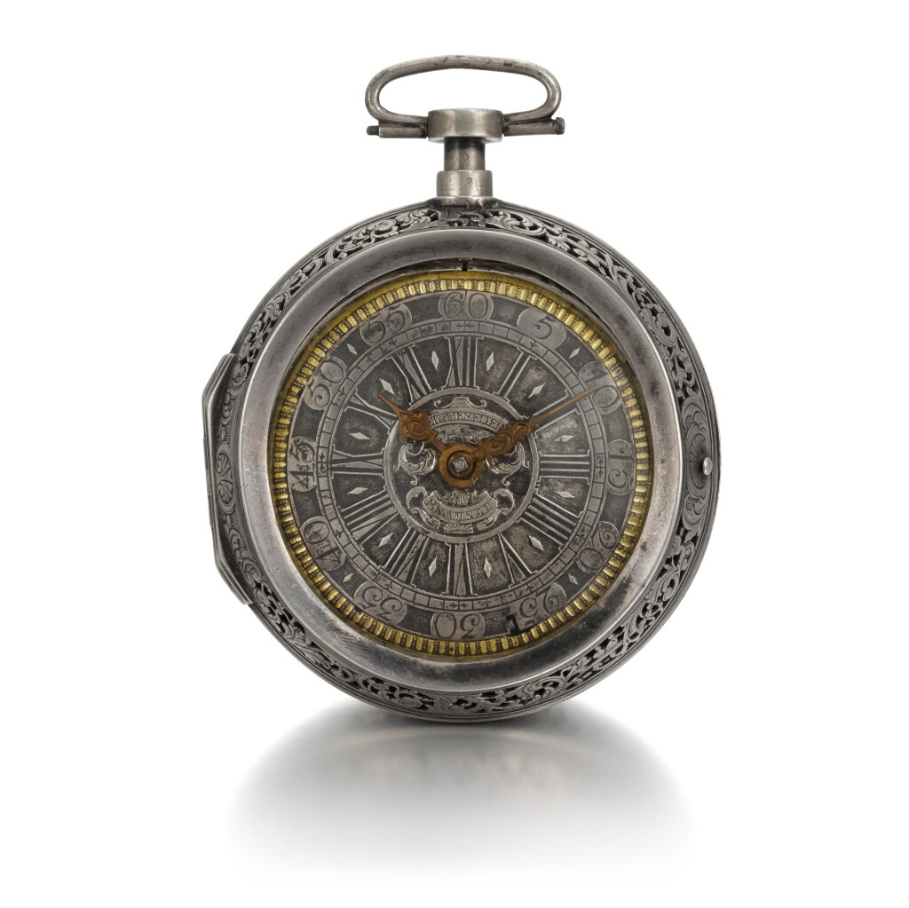 View full screen - View 1 of Lot 269. CONRAD REICHENEDER | A SILVER PAIR CASED QUARTER REPEATING VERGE WATCH, CIRCA 1730.