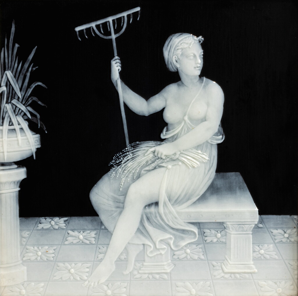 View full screen - View 1 of Lot 382. A Pâte-sur-Pâte Black-Ground Square Plaque, Circa 1890.