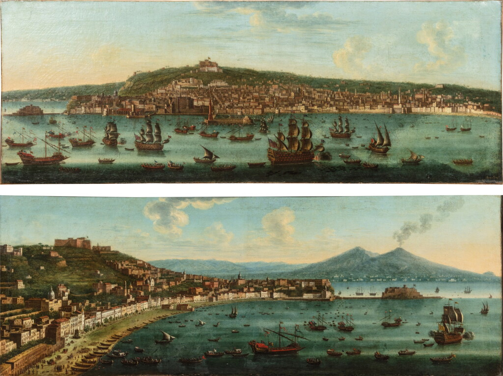View full screen - View 1 of Lot 28. A view of Naples, seen from the bay, with the Molo Grande in the centre; A view of the Gulf of Naples from Posillipo.