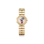 GERALD GENTA | RETRO FANTASY, REFERENCE G2899.7 A YELLOW GOLD AND STAINLESS STEEL BRACELET WATCH WITH MOTHER-OF-PEARL DIAL, CIRCA 1990