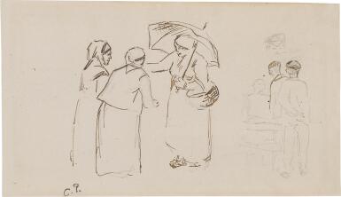 View full screen - View 1 of Lot 507. Figure Studies & Study of a landscape at Pontoise (A Double-Sided Work).
