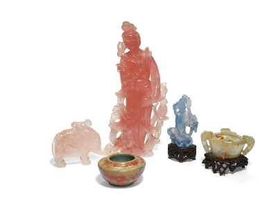 View full screen - View 1 of Lot 23. A group of Chinese agate and quartz carvings, 19th / 20th century.