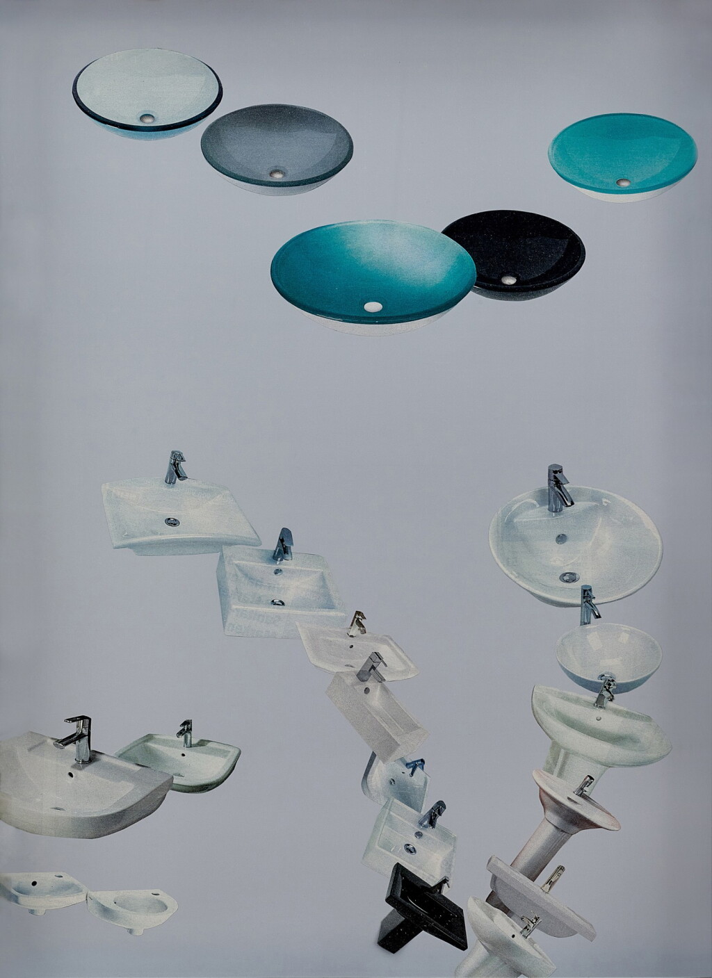 View full screen - View 1 of Lot 18. Hardware Store Collage - Bauhaus Bathroom Sinks #1 | 硬件商店拼圖系列 -- 包豪斯浴室水槽#1.