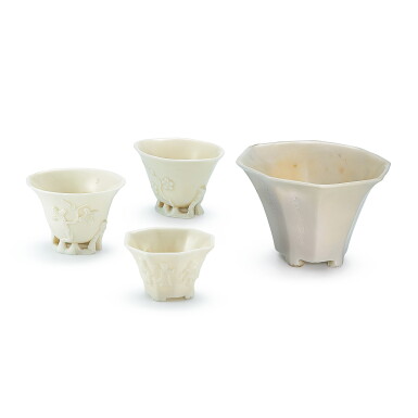 View full screen - View 1 of Lot 407. A group of four Dehua cups, 17th century 十七世紀 德化白瓷盃一組四件.
