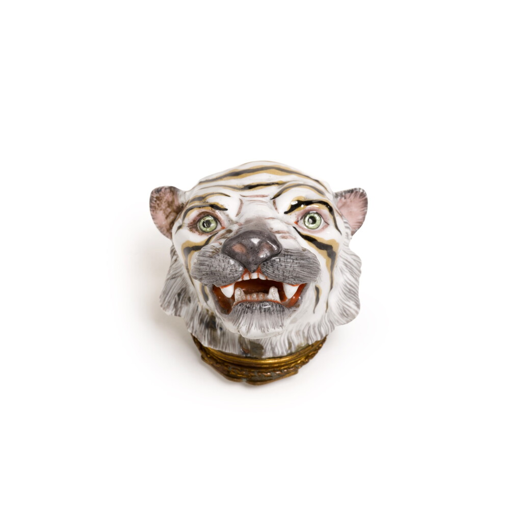 View full screen - View 1 of Lot 60. A French bonbonnière in the form of a tiger's head, 19th century, probably Samson.