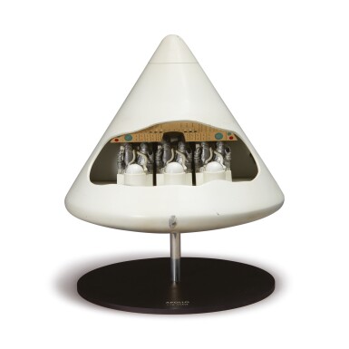 View full screen - View 1 of Lot 20. LARGE SCALE APOLLO CAPSULE MODEL IN ORIGINAL BOX, MANUFACTURED FOR NASA, CA 1962.