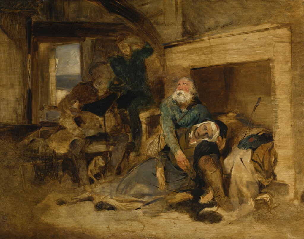 View full screen - View 1 of Lot 172. SIR EDWIN HENRY LANDSEER, R.A. | Death of Elspeth Mucklebackit from Scott's The Antiquary.