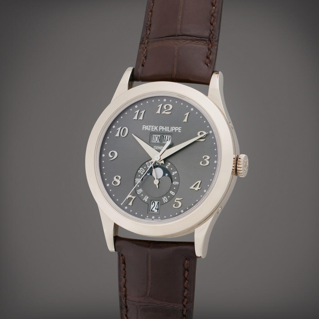 View full screen - View 1 of Lot 157. Reference 5396G-014 | A white gold annual calendar wristwatch with moon phases and 24 hour indication, Circa 2019.