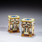 Paire de salières en faïence dans le style de Palissy, vers 1600-1650