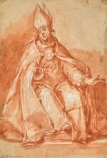 Recto: A Seated Bishop (Saint Willibrordus?) | Verso: Studies of arms and shoulders