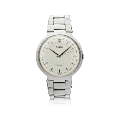 View full screen - View 1 of Lot 167. ROLEX | REFERENCE 9083 PRECISION A STAINLESS STEEL AUTOMATIC CENTER SECONDS WRISTWATCH WITH BRACELET, CIRCA 1959.