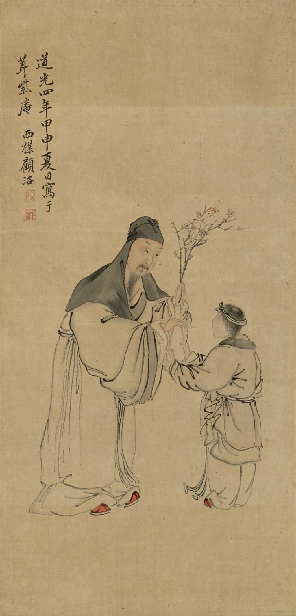 View full screen - View 1 of Lot 6155. 顧洛 踏雪尋梅 | Gu Luo, Scholar Collecting Plum Blossoms.