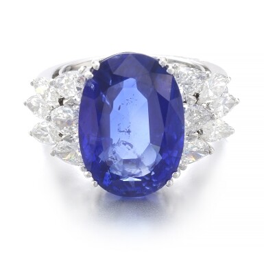 View full screen - View 1 of Lot 1015. Sapphire and diamond ring.