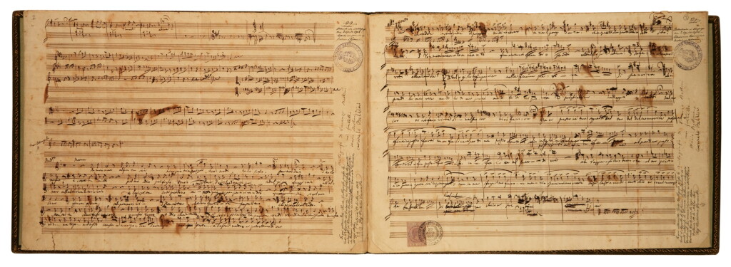 View full screen - View 1 of Lot 89. Vincenzo Bellini | Two autograph sketchleaves for "Norma", 1831, apparently unpublished.