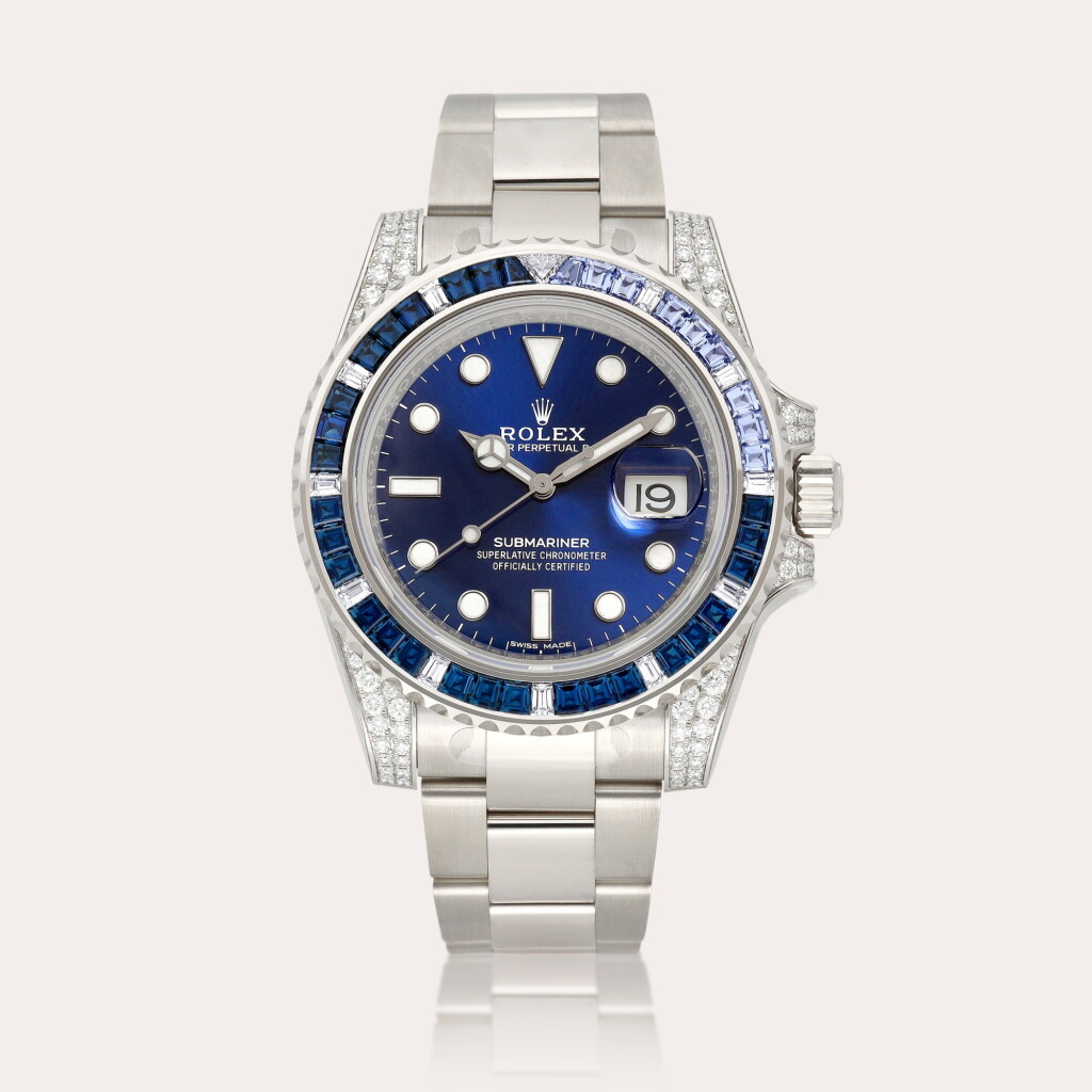 View full screen - View 1 of Lot 2187. Submariner, Reference 116659SABR A brand new white gold, diamond and sapphire-set wristwatch with date and bracelet, Circa 2018 | 勞力士| SUBMARINER 型號 116659SABR | 全新白金鑲鑽石及藍寶石鏈帶腕錶,備日期顯示,約2018年製.