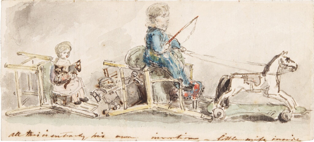 全螢幕檢視 - 查看190The artist's children playing 'the coach driver': probably John Charles Constable (1817-1847) and Maria Louisa (1819-1785), circa 1820的1