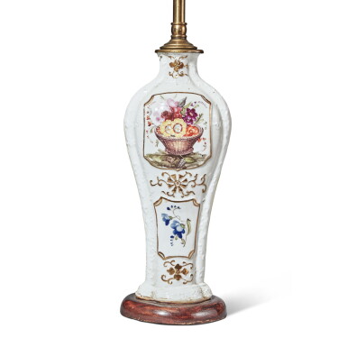 View full screen - View 1 of Lot 1075. A Chinese Export Molded and English-Decorated Baluster Vase, Qing Dynasty, Late 18th - Early 19th Century.