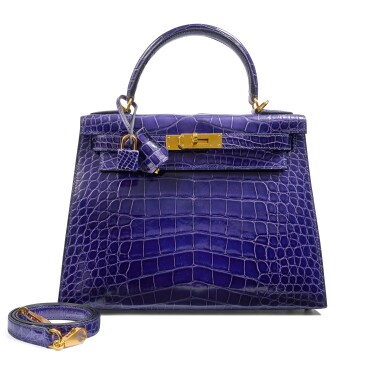View full screen - View 1 of Lot 6. Bleu Saphir Shiny Missisipiensis Alligator Kelly 28 Sellier Gold Hardware, 2019.