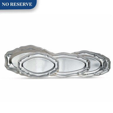 View full screen - View 1 of Lot 235. FOUR FRENCH SILVER MEAT PLATTERS AND ONE FISH PLATTER, EARLY 20TH CENTURY.