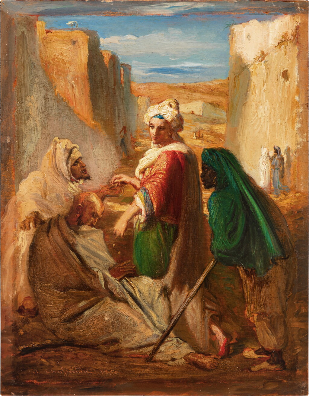 View full screen - View 1 of Lot 11. Caïd faisant l'aumône à des mendiants.