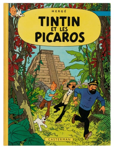 View full screen - View 1 of Lot 191. Tintin et les Picaros. 1976. Tirage Edito Princeps, tiré à 2000 exemplaires, dédicacé imprimée..