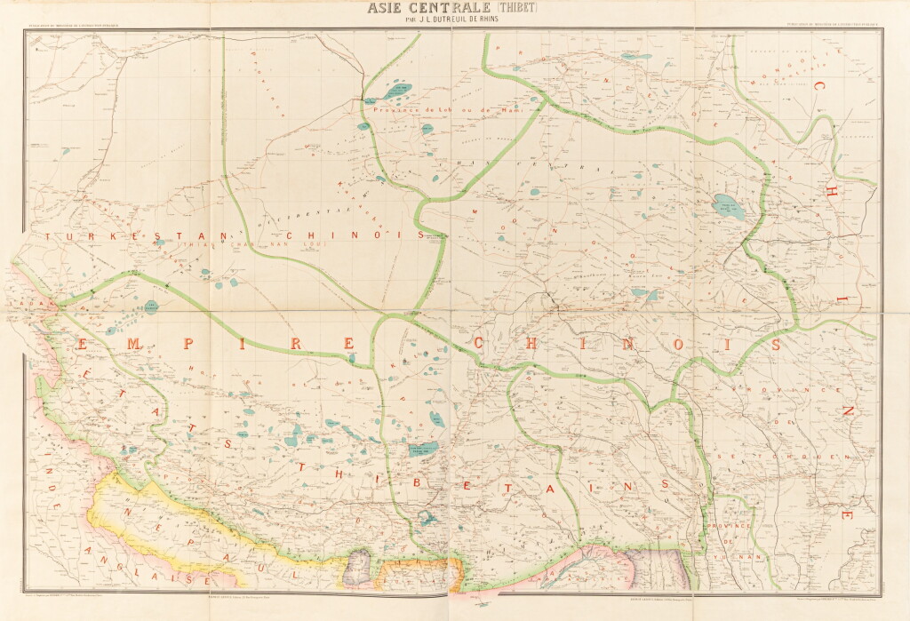 View full screen - View 1 of Lot 169. L’Asie centrale, Thibet et régions limitrophes. Paris, 1889. 2 volumes (texte et atlas). Rare édition originale. Avec un envoi..